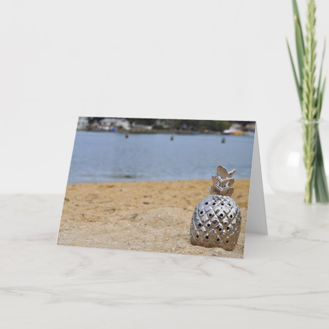 Ananas på stranden kort (Framsida)