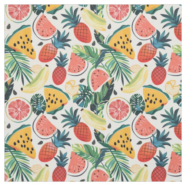 Ananas & Papaya Mönster Tyg (Provkarta)