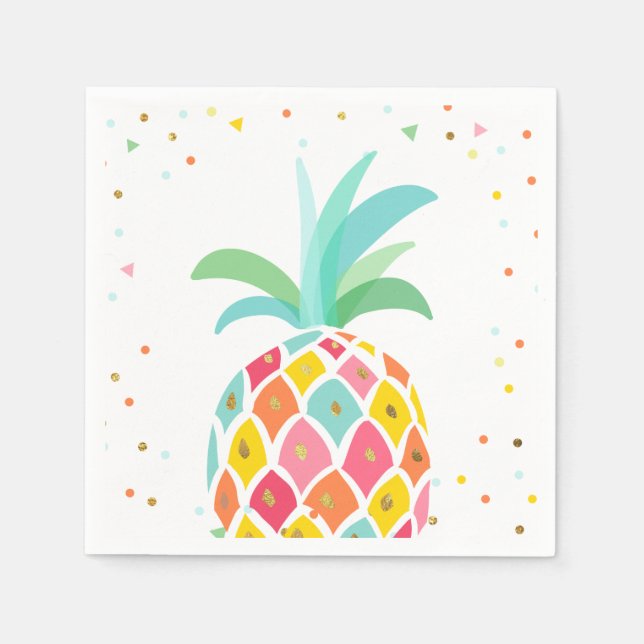 Ananas Papper Napkins Birthday Tropical Aloha Pappersservett (Framsidan)