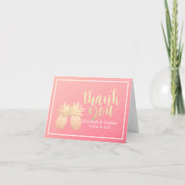 Ananas par Rosa ros bröllop Tack Kort