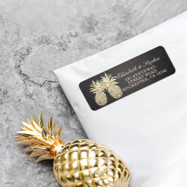 Ananas par vid den moderna svarta Guld-ananas i br Returadress Etikett