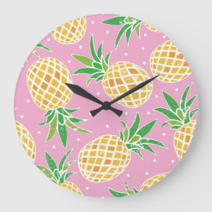Ananas Paradise: Tropical Mönster Stor Klocka