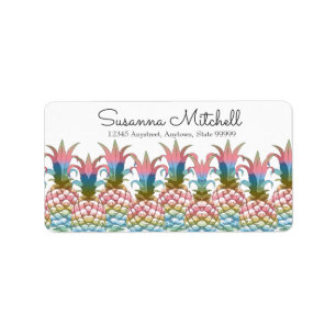 Ananas Pastellfärgad gradient-ID246 Adressetikett