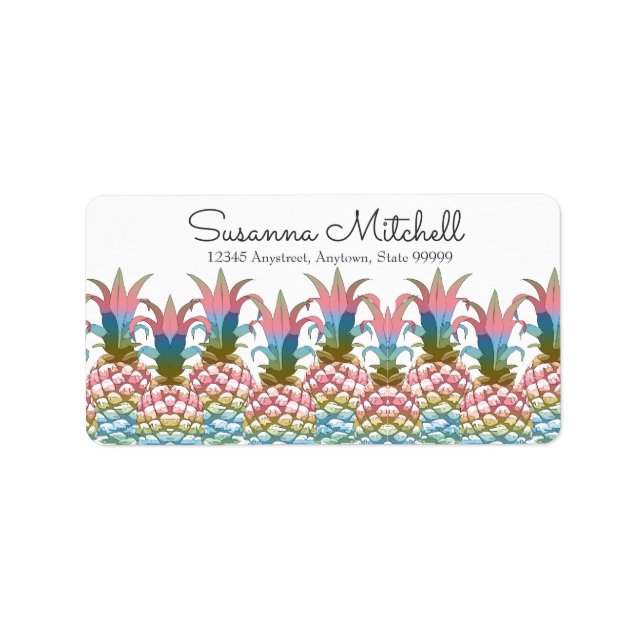 Ananas Pastellfärgad gradient-ID246 Adressetikett (Framsidan)