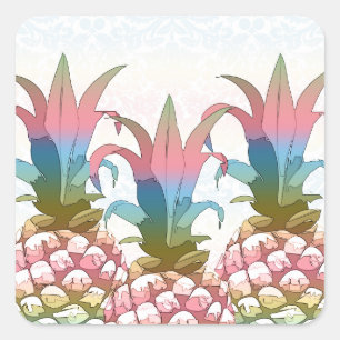 Ananas Pastellfärgad gradient-ID246 Fyrkantigt Klistermärke
