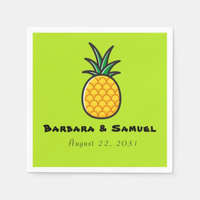 Ananas Personlig Tropical Bröllop Napkins Pappersservett (Framsidan)