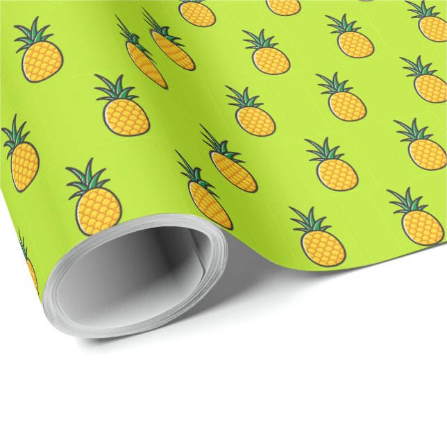 Ananas Personlig Tropisk Luau Presentförpackning Presentpapper (Rullad Hörn)