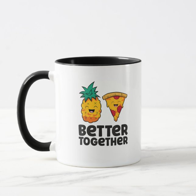 Ananas Pizza Bättre Tillsammans Modern Grafisk Des Mugg (Vänster)