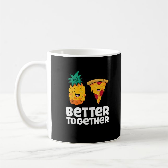 Ananas Pizza Bättre Tillsammans Rolig Matdesign  Kaffemugg (Vänster)