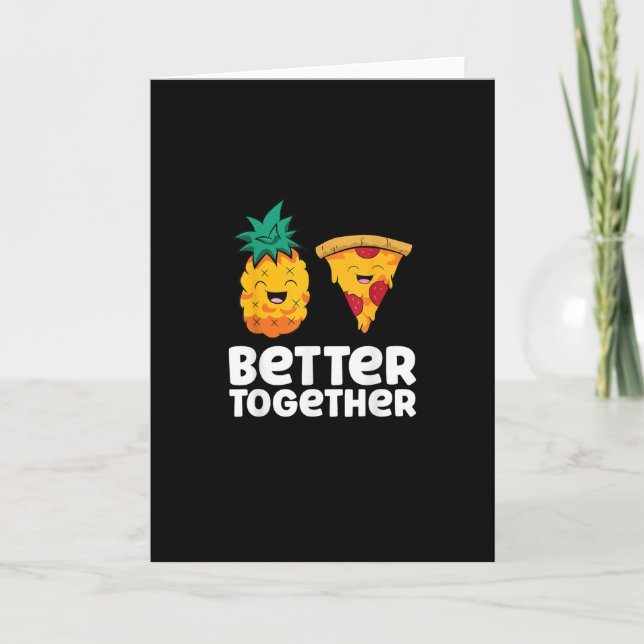 Ananas Pizza Bättre Tillsammans Rolig Matdesign  Kort (Framsida)