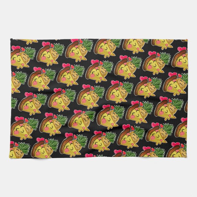 Ananas Pizza Kärlek Kökshandduk (Horisontell)
