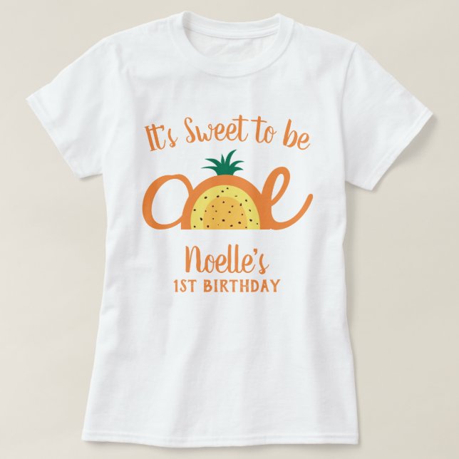 Ananas regnbåge, söt till 1:a födelsedagen t shirt (Design framsida)