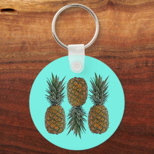 Ananas Retro Vegan och frukt av vegetabilisk Vinta Nyckelring