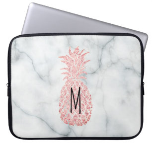 ananas ro i monogram guld glitter laptop sleeve