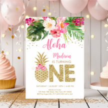 Ananas Rosa Guld Blommigt Första födelsedag