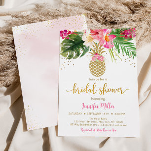 Ananas Rosa Guld Blommigt Möhippa Inbjudningar
