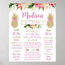 Ananas Rosa Guld Första födelsemittdelsten Poster