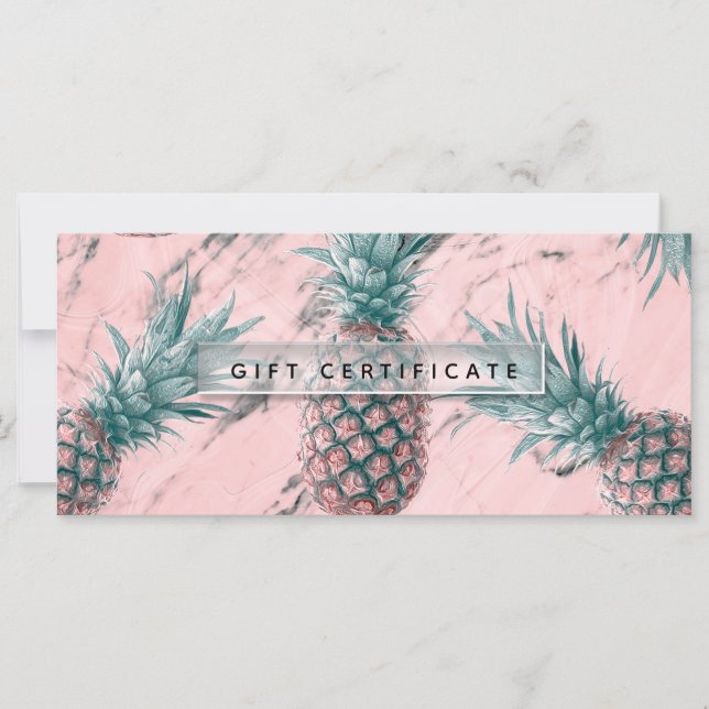 Ananas Rosa Marmor Virvel Chic Presentkort (Framsida)