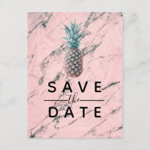 Ananas Rosa Marmor Virvel Modern Rädda Datum Meddelande Vykort