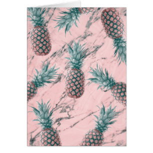 Ananas Rosa Marmor Virvel Modern Tack Kort