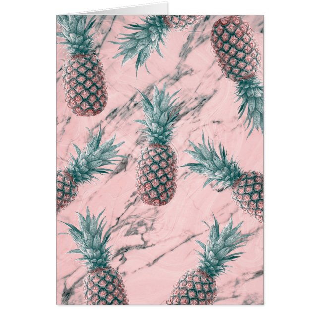 Ananas Rosa Marmor Virvel Modern Tack Kort (Framsidan)