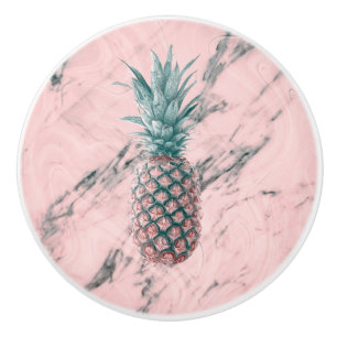 Ananas Rosa Marmor Virvel Modern Tjejig Trendig Knopp