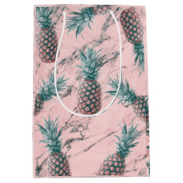 Ananas & Rosa Marmorvirvel Modern Tropisk Chic