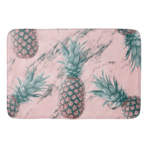 Ananas & Rosa Marmorvirvel Modern Tropisk Chic Badrumsmatta
