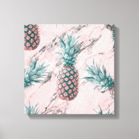 Ananas & Rosa Marmorvirvel Modern Tropisk Chic