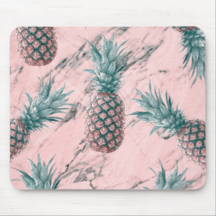 Ananas & Rosa Marmorvirvel Modern Tropisk Chic Musmatta