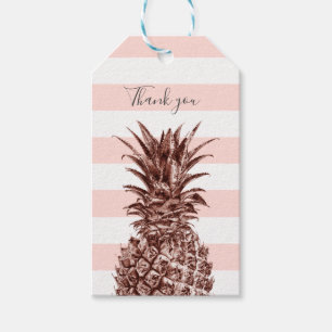 Ananas & rosor för elegant söt görar randig ros presentetikett