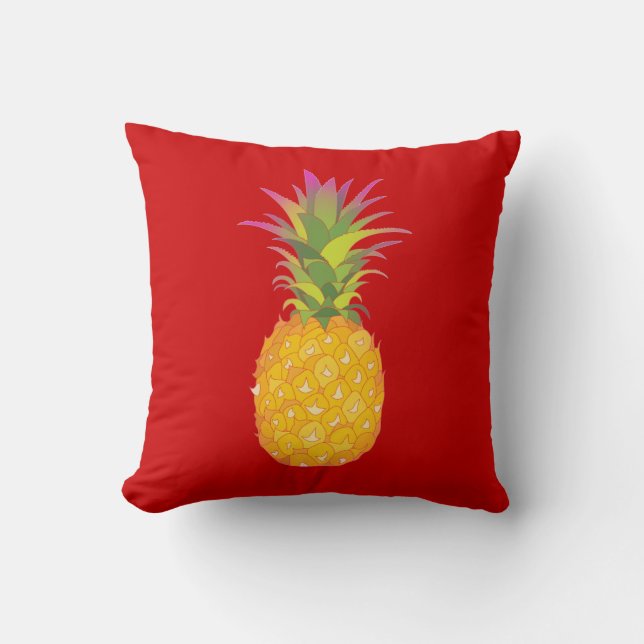 Ananas - rött tropiskt kudder kudde (Framsida)