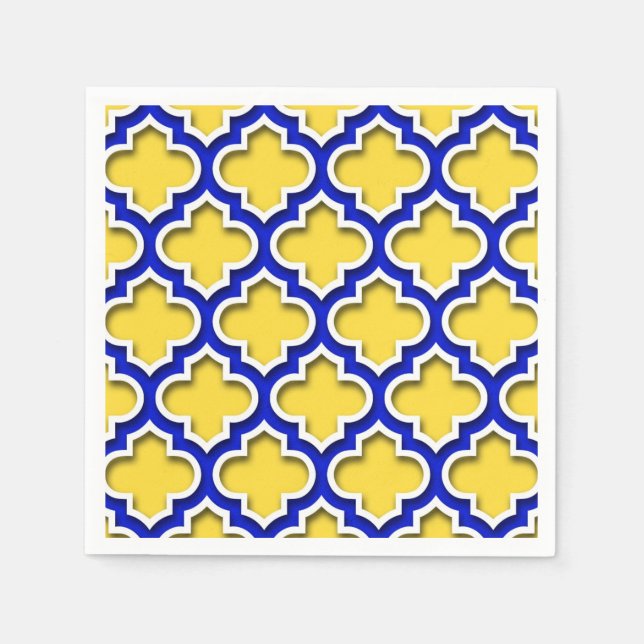 Ananas Royal Blue Wht Moroccan Quatrefoil #5 Pappersservett (Framsidan)