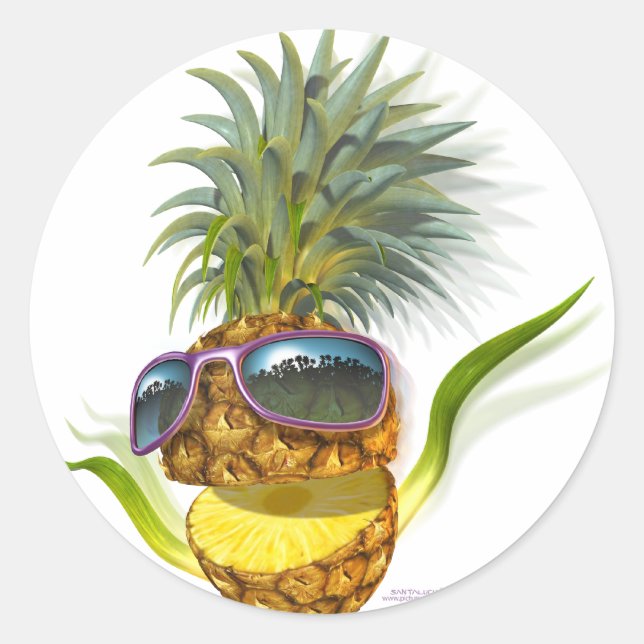 ananas runt klistermärke (Framsida)