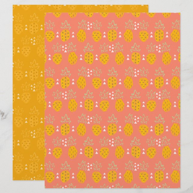 Ananas Scrapbookpapper (Fram/baksida)