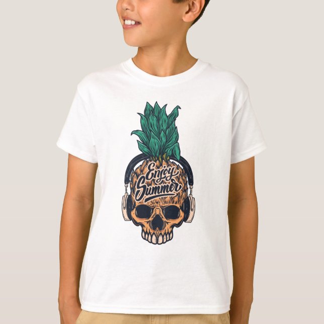 Ananas skal med hörlurar t shirt (Framsida)