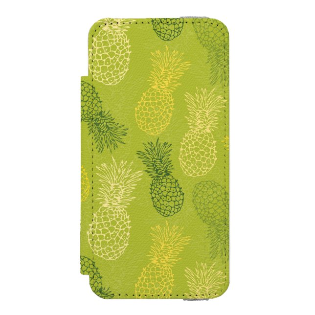 Ananas skisserar mönster på grönt incipio iPhone wallet skal (Folio Framsidan)