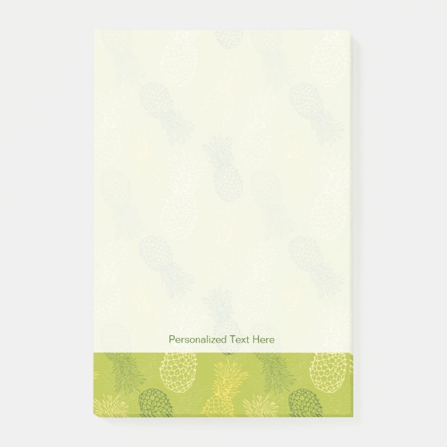 Ananas skisserar mönster på grönt post-it block (Framsida)