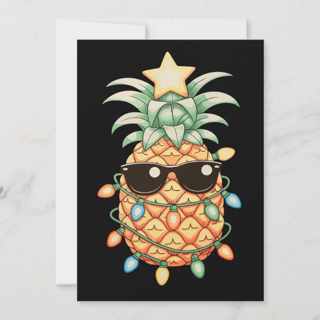 Ananas Solglasögon Julbelysning Xmas Högtid Inbjudningar (Framsida)