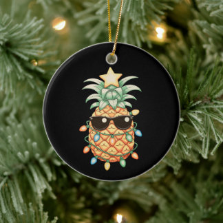 Ananas Solglasögon Julbelysning Xmas Högtid Julgransprydnad Keramik