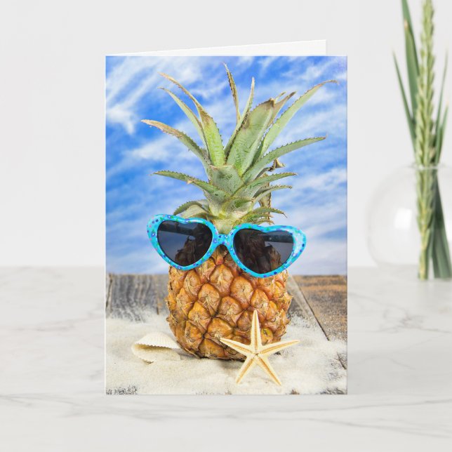 ananas som ha på sig hjärtasolglasögon kort (Framsida)