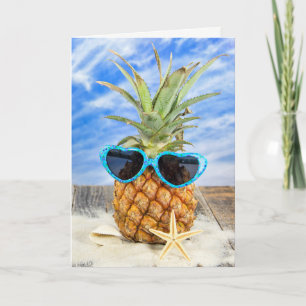 ananas som ha på sig hjärtasolglasögon kort