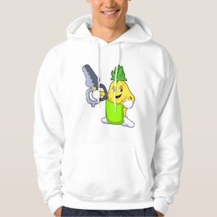 Ananas som Hairdresser med saxar och Razor Hoodie