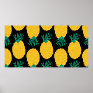 Ananas sömlös abstrakt mönster. Contemporary Poster
