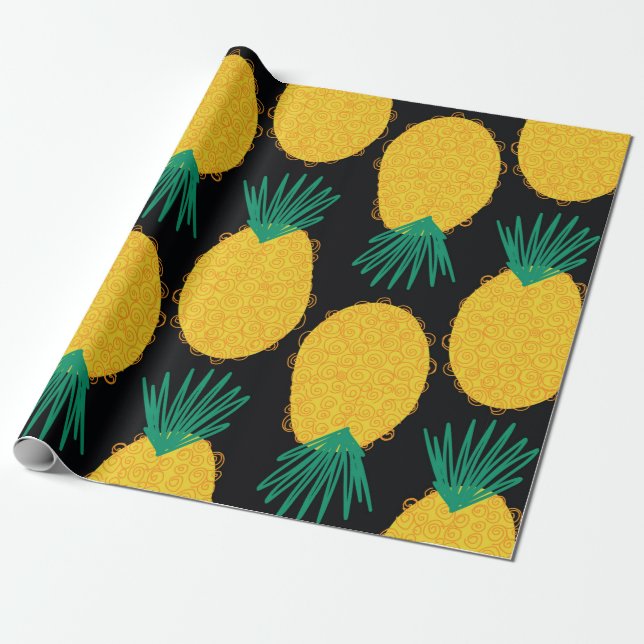 Ananas sömlös abstrakt mönster. Contemporary  Presentpapper (Utrullad)