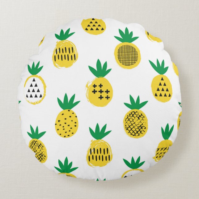 Ananas sömlös mönster. Kid-design.  Rund Kudde (Framsidan)