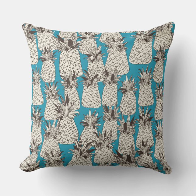 Ananas sommarblått kudde (Framsida)