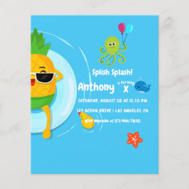 Ananas sommarstänk födelsedagsfest flygblad