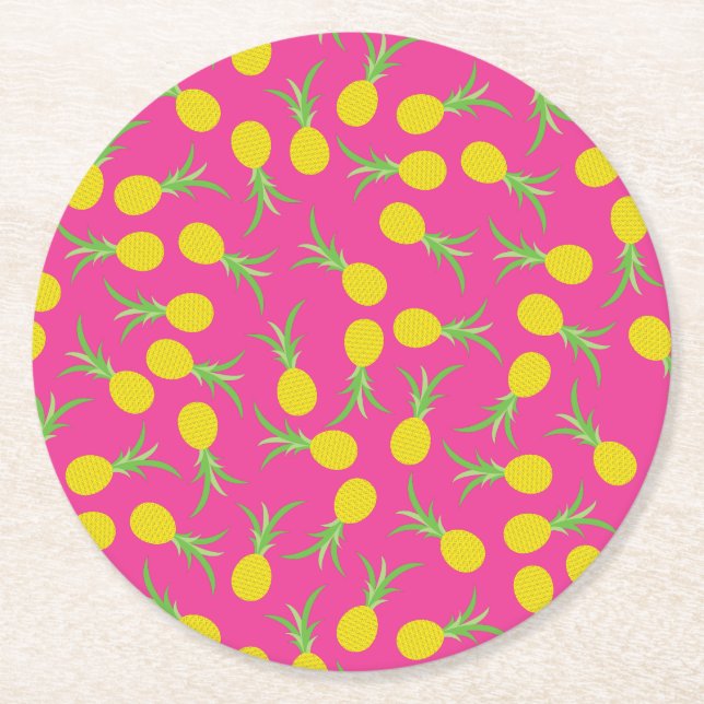 Ananas Söt Barnkalas Sommar Underlägg Papper Rund (Framsidan)