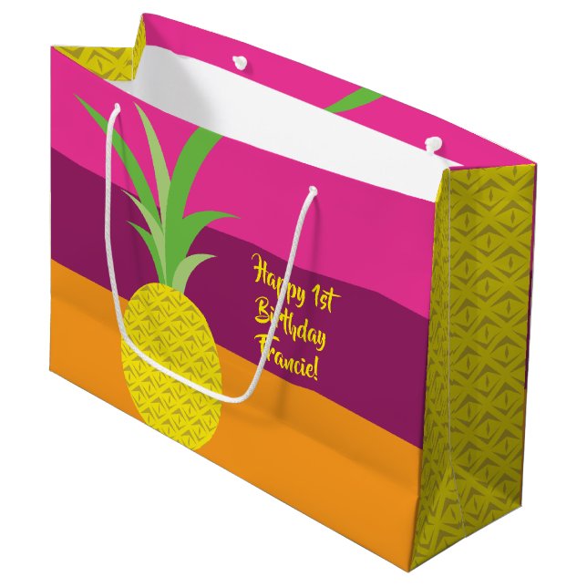 Ananas Söt Sommar 1-års Födelsedagsfest Tema (Framsidan Vinklad)